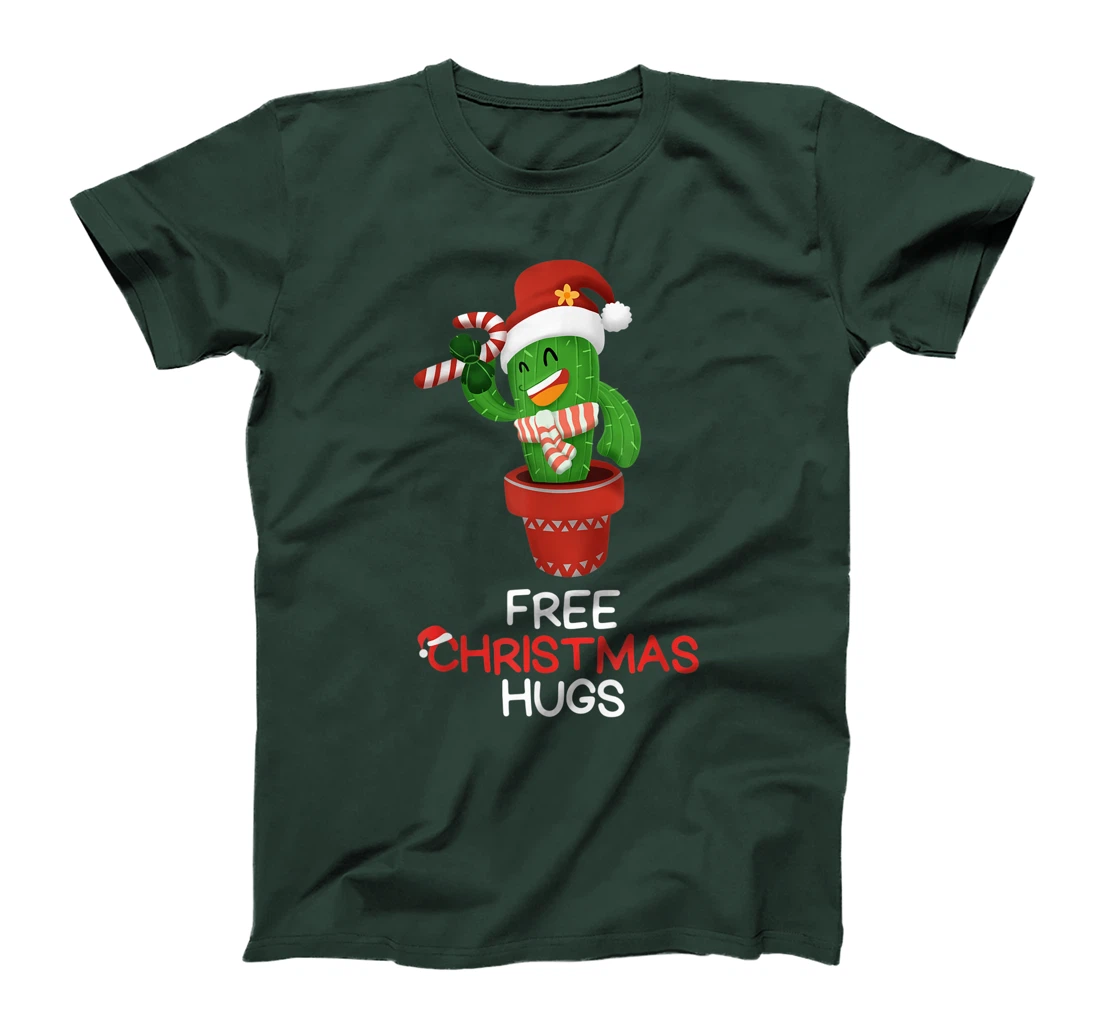 Free Christmas Hugs Cactus T-Shirt, Kid T-Shirt and Women T-Shirt