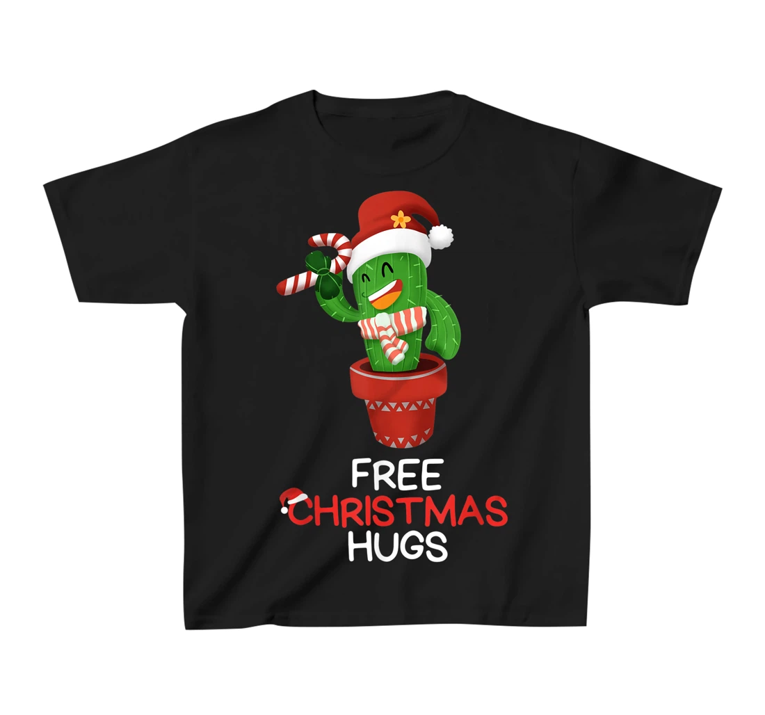 Free Christmas Hugs Cactus T-Shirt, Kid T-Shirt and Women T-Shirt