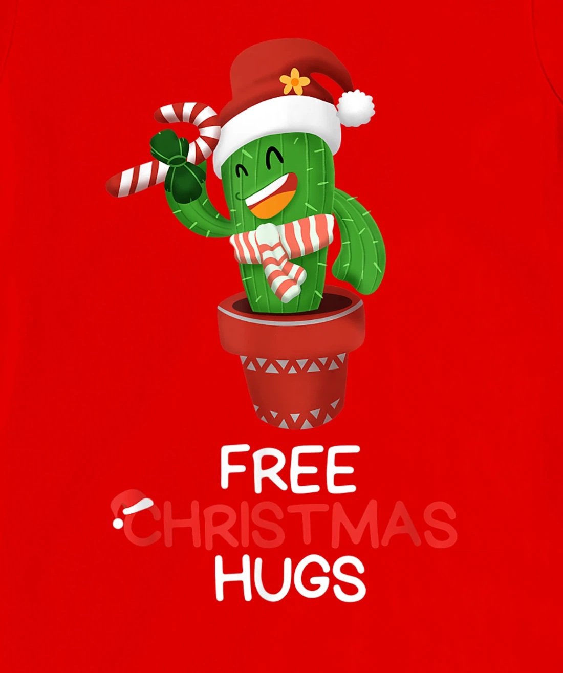 Free Christmas Hugs Cactus T-Shirt, Kid T-Shirt and Women T-Shirt