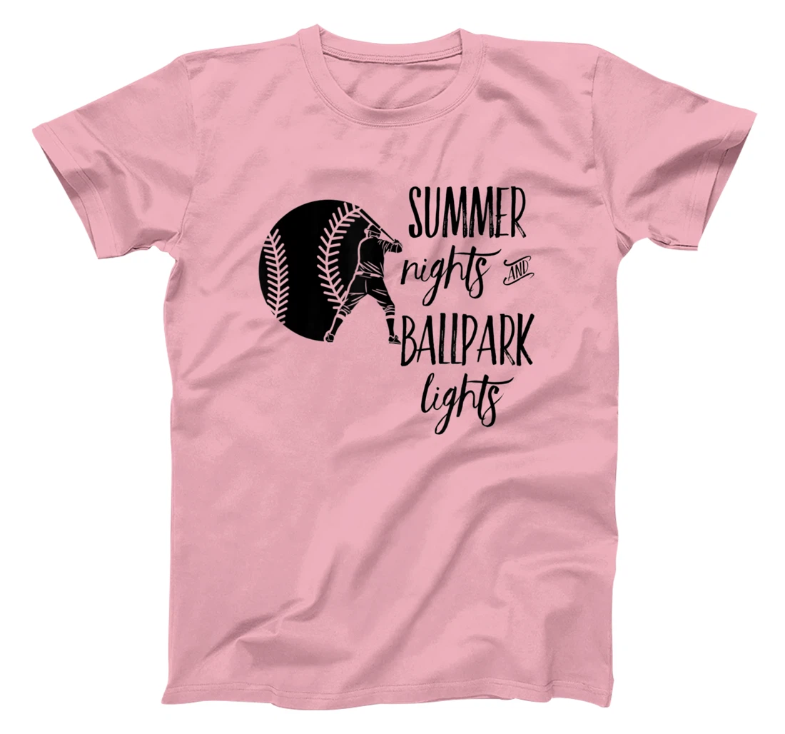 Womens Baseball Summer Nights Ball Park Graphic Novelty TShirt T-Shirt, Women T-Shirt