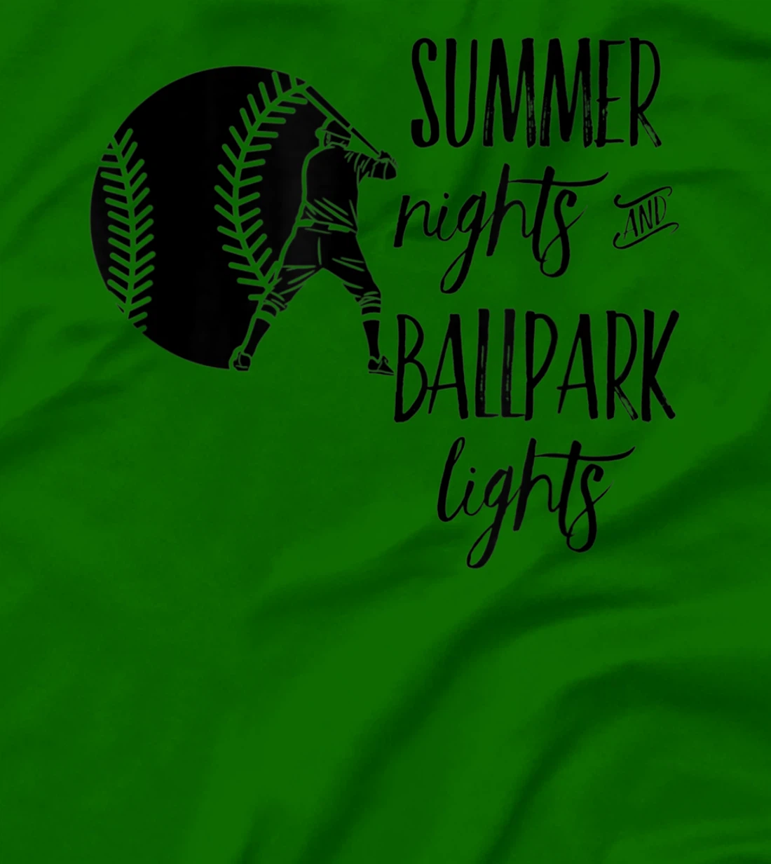 Womens Baseball Summer Nights Ball Park Graphic Novelty TShirt T-Shirt, Women T-Shirt