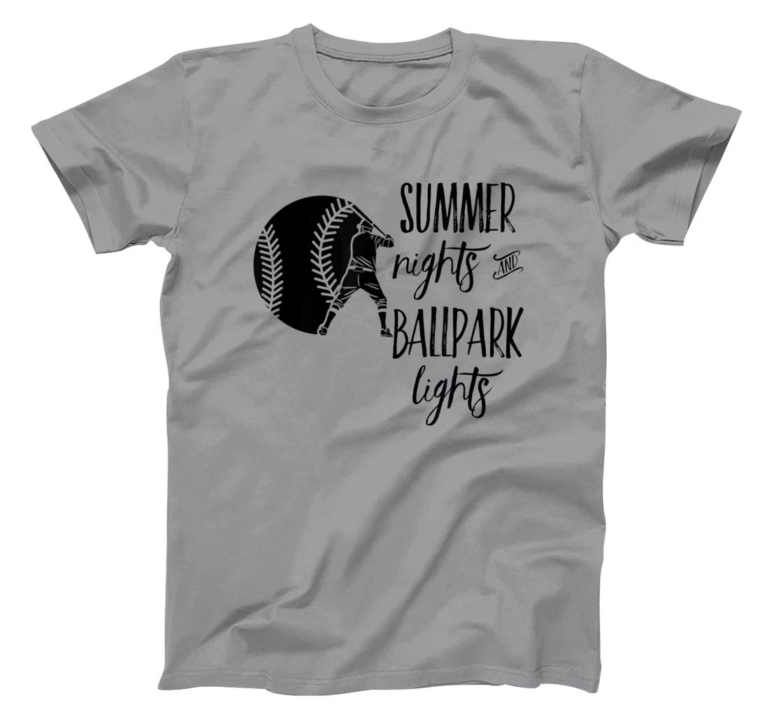 Womens Baseball Summer Nights Ball Park Graphic Novelty TShirt T-Shirt, Women T-Shirt