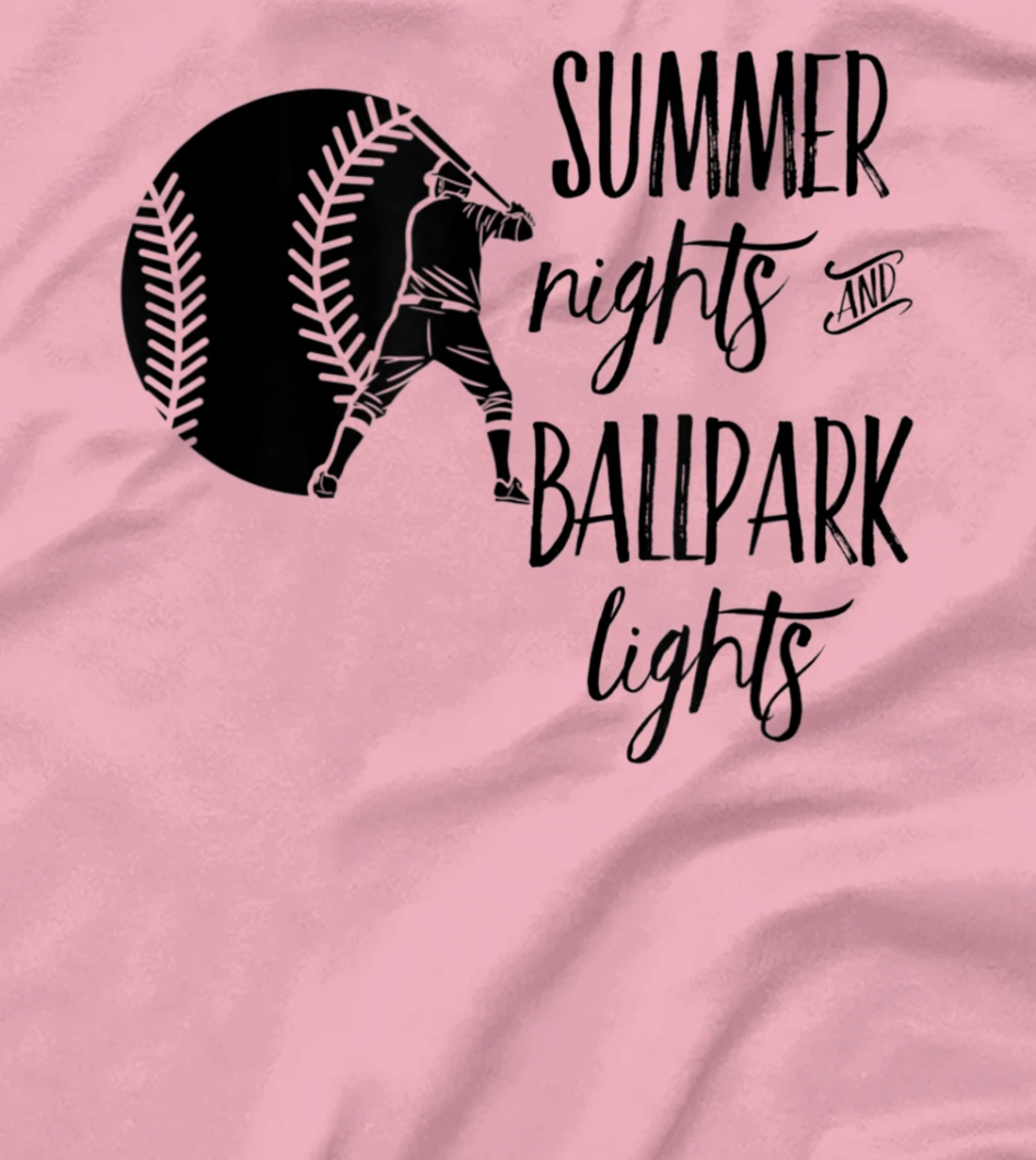 Womens Baseball Summer Nights Ball Park Graphic Novelty TShirt T-Shirt, Women T-Shirt