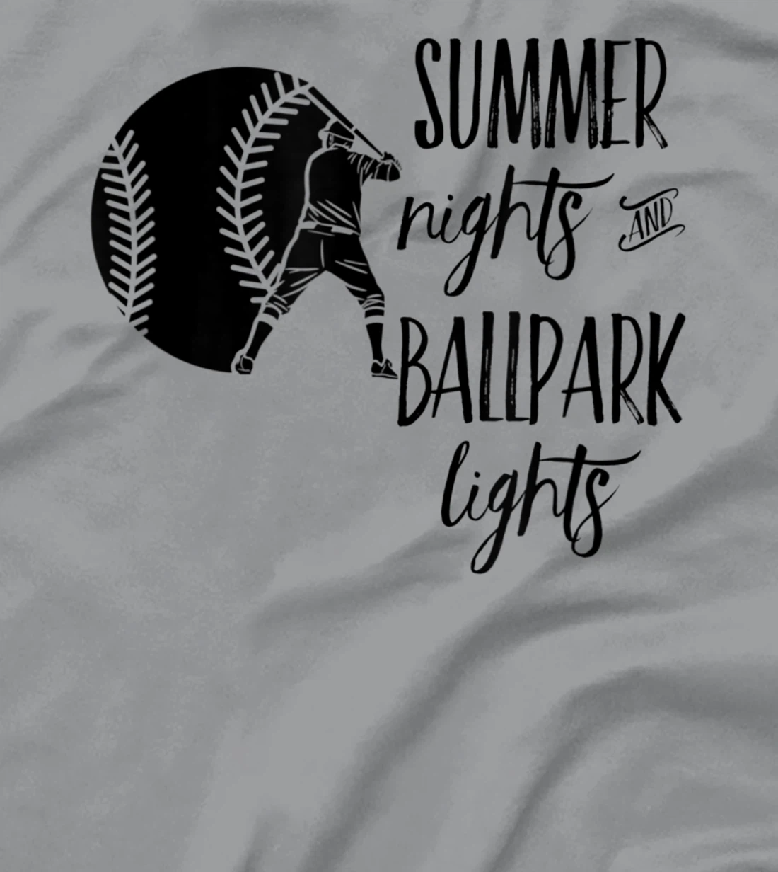 Womens Baseball Summer Nights Ball Park Graphic Novelty TShirt T-Shirt, Women T-Shirt