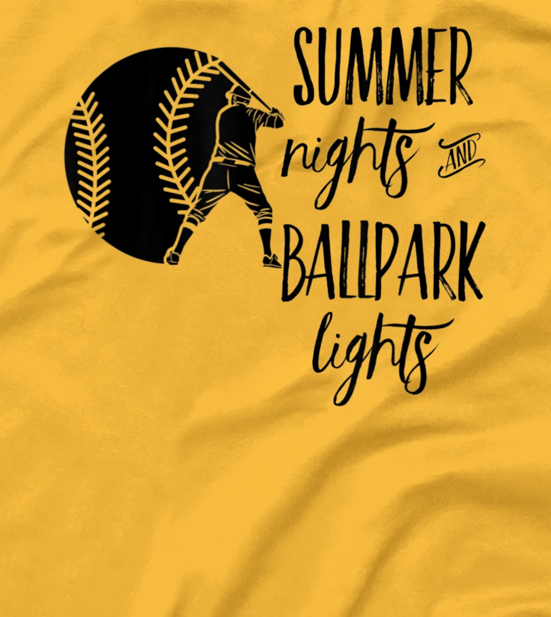 Womens Baseball Summer Nights Ball Park Graphic Novelty TShirt T-Shirt, Women T-Shirt
