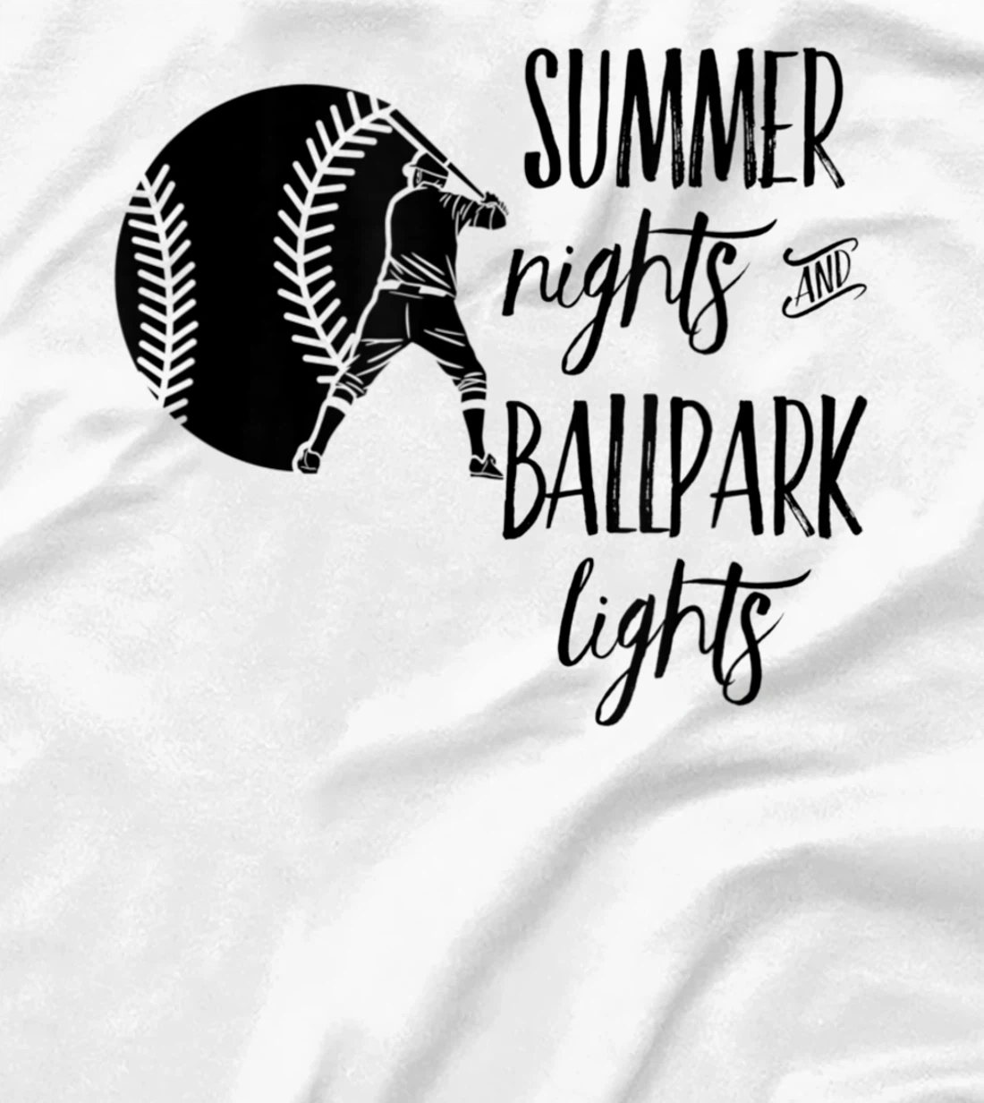 Womens Baseball Summer Nights Ball Park Graphic Novelty TShirt T-Shirt, Women T-Shirt