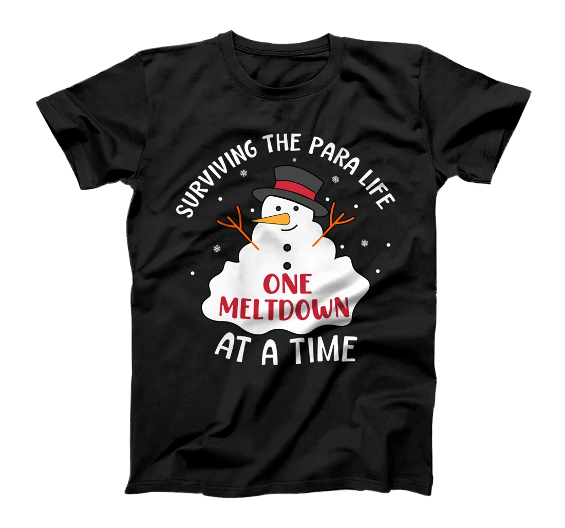 Funny Surviving The Para Life Snowman Meltdown Christmas T-Shirt