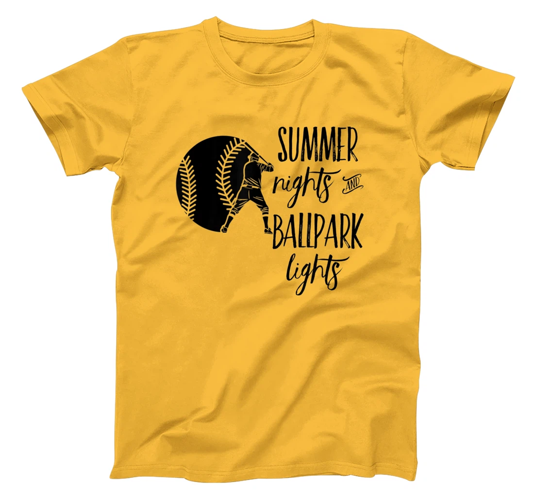 Womens Baseball Summer Nights Ball Park Graphic Novelty TShirt T-Shirt, Women T-Shirt