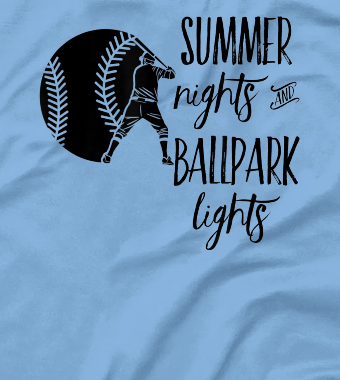 Womens Baseball Summer Nights Ball Park Graphic Novelty TShirt T-Shirt, Women T-Shirt