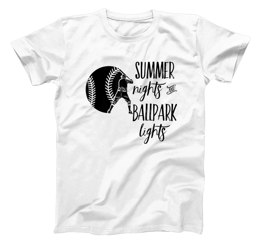 Womens Baseball Summer Nights Ball Park Graphic Novelty TShirt T-Shirt, Women T-Shirt
