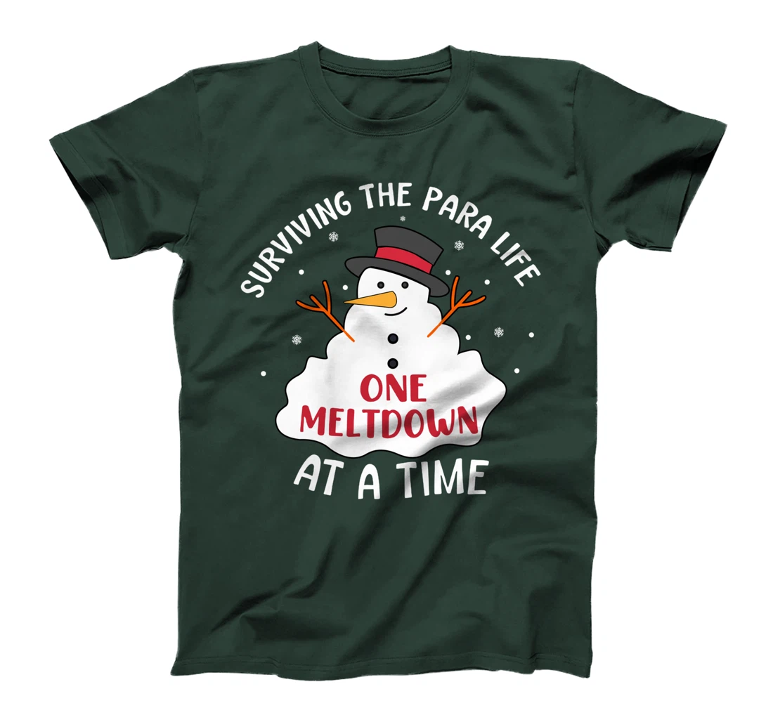 Funny Surviving The Para Life Snowman Meltdown Christmas T-Shirt