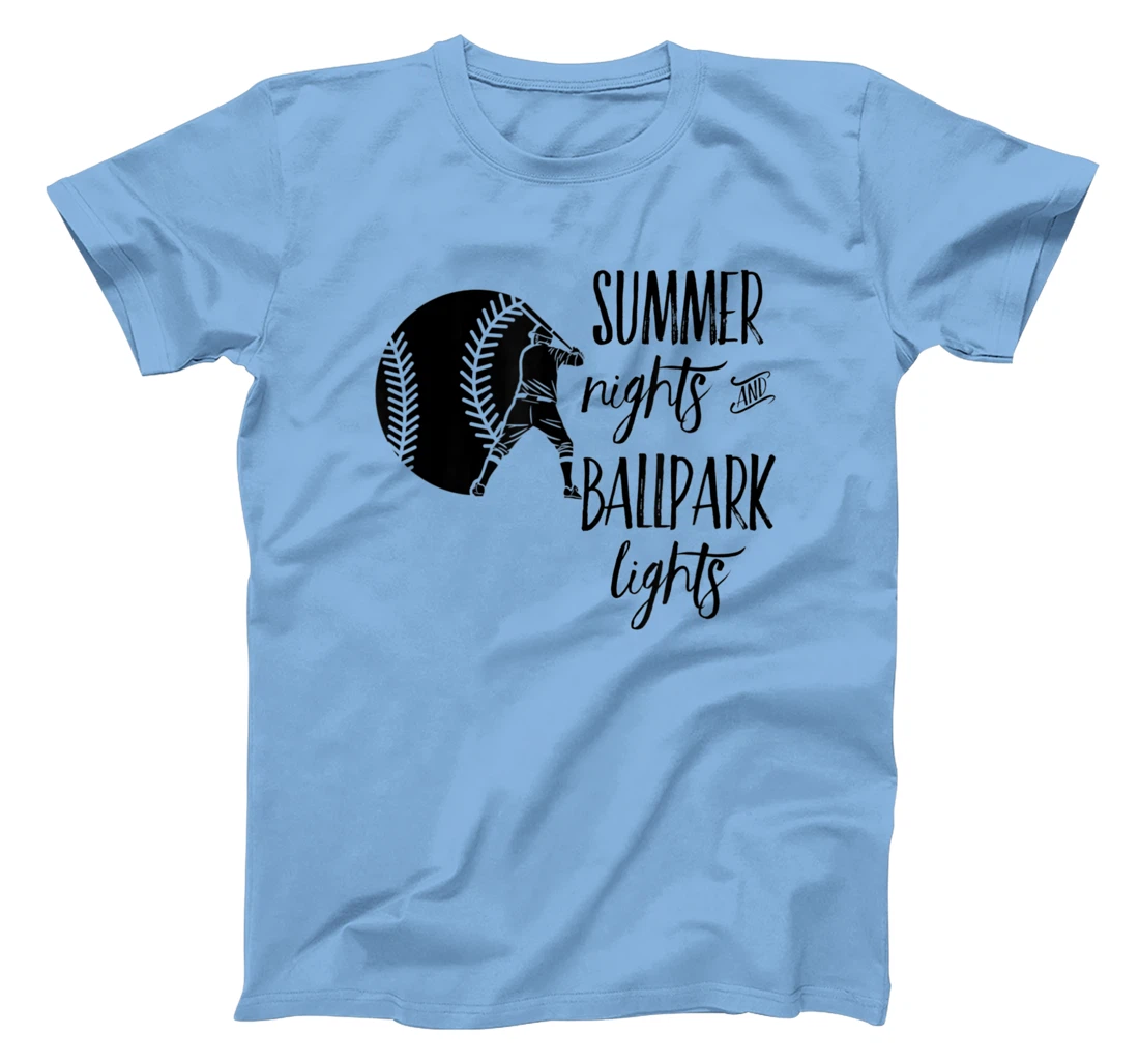 Womens Baseball Summer Nights Ball Park Graphic Novelty TShirt T-Shirt, Women T-Shirt