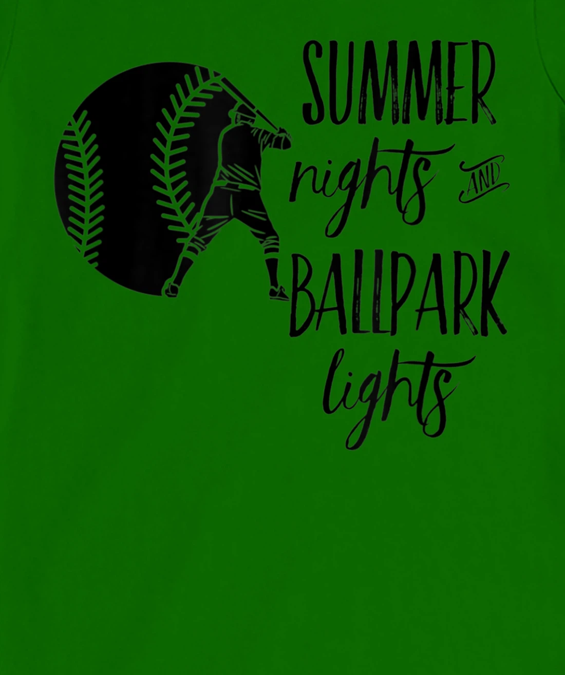Womens Baseball Summer Nights Ball Park Graphic Novelty TShirt T-Shirt, Women T-Shirt