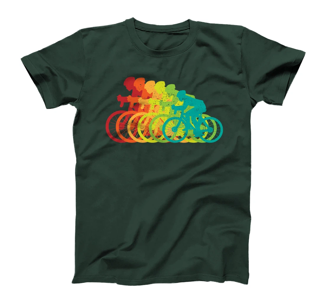 Multi-Color Bicyclist - Retro Style Growing Bikers T-Shirt