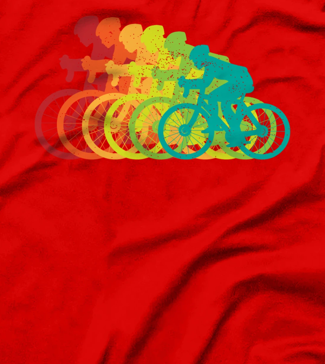 Multi-Color Bicyclist - Retro Style Growing Bikers T-Shirt