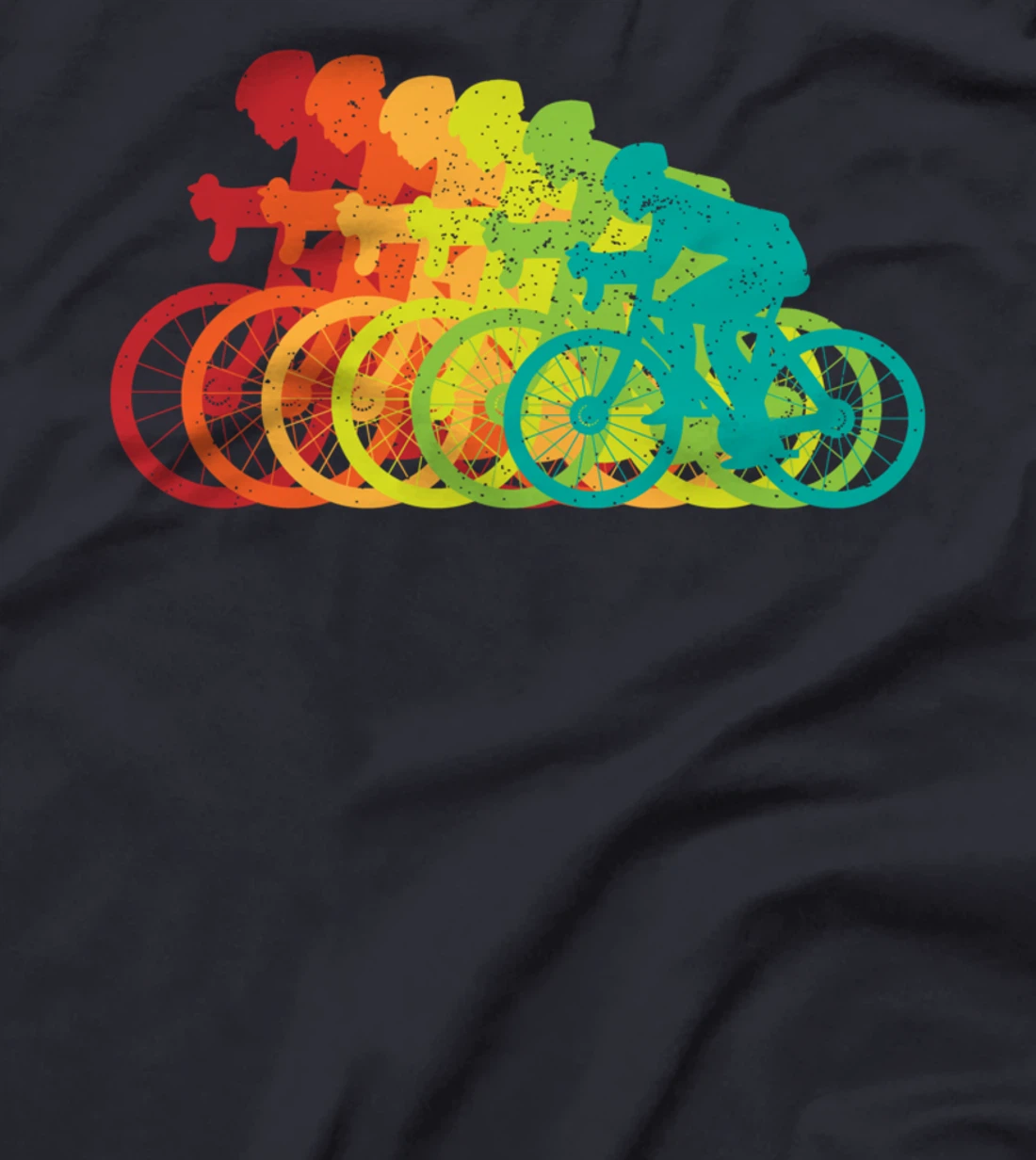 Multi-Color Bicyclist - Retro Style Growing Bikers T-Shirt