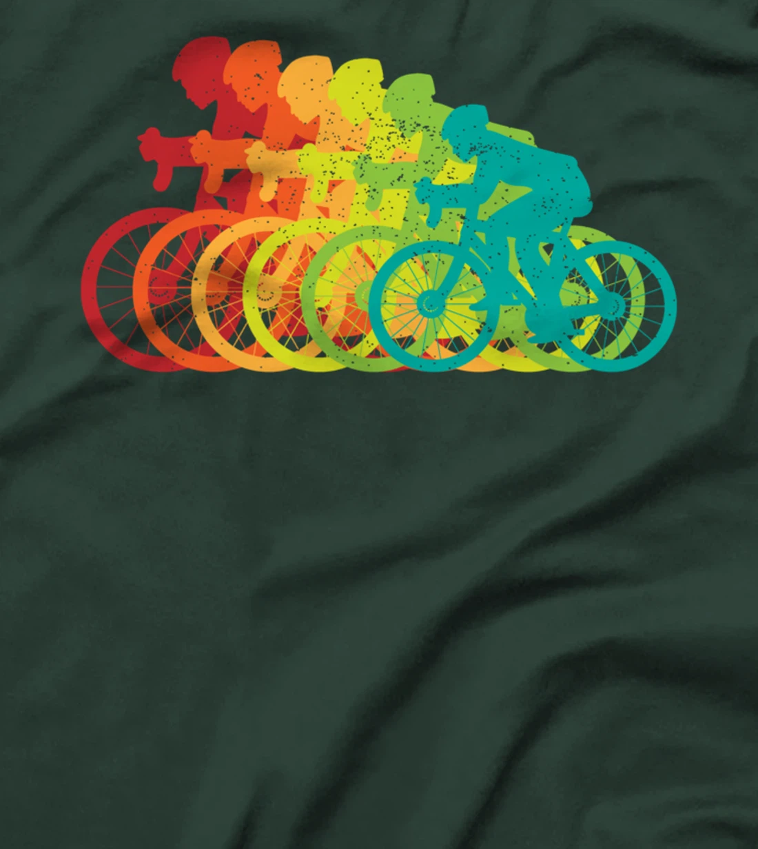 Multi-Color Bicyclist - Retro Style Growing Bikers T-Shirt