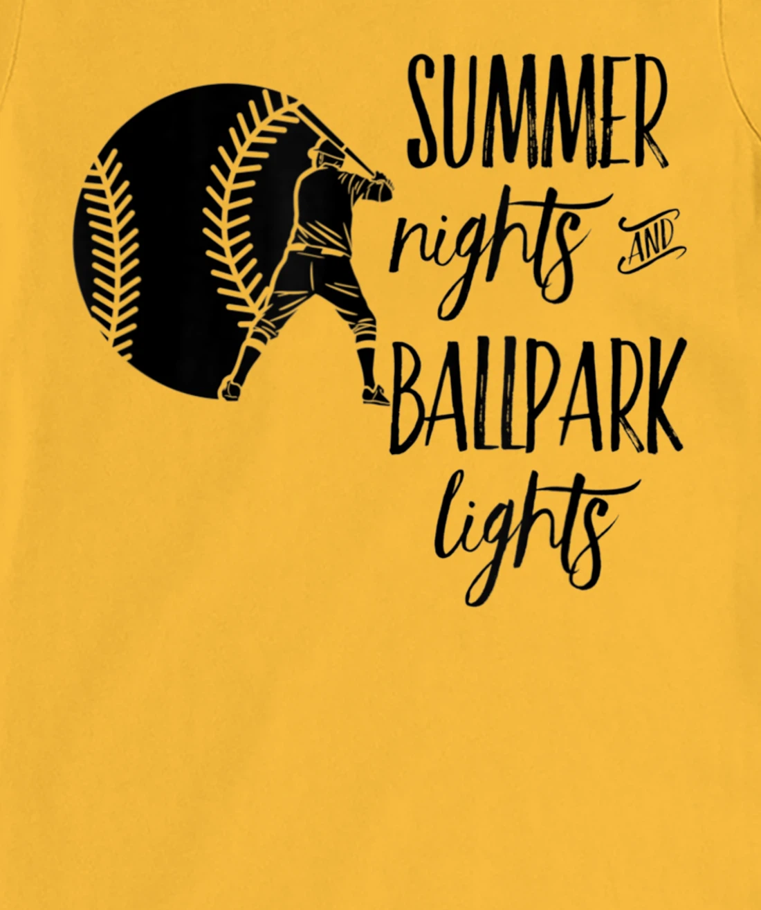 Womens Baseball Summer Nights Ball Park Graphic Novelty TShirt T-Shirt, Women T-Shirt