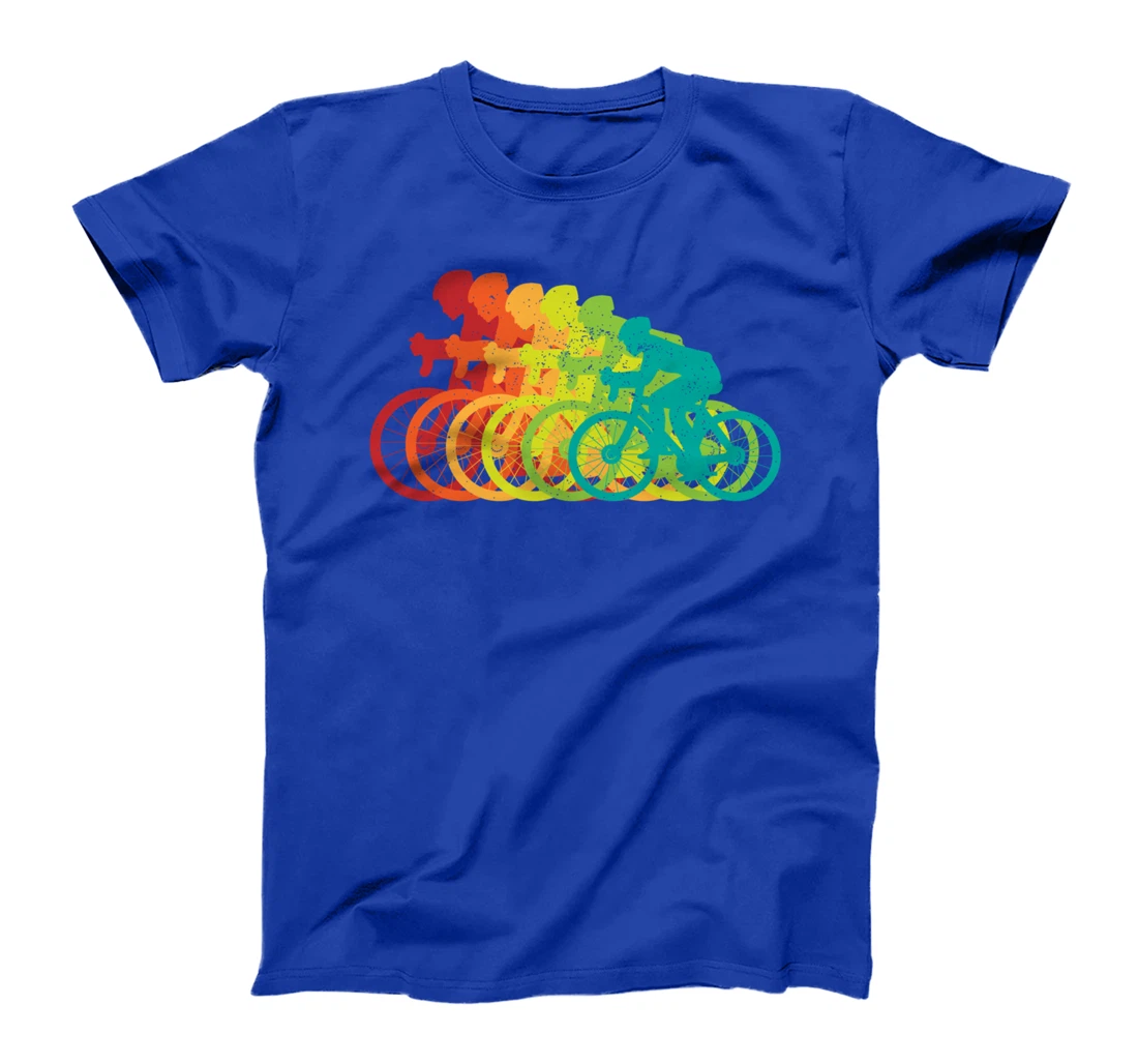 Multi-Color Bicyclist - Retro Style Growing Bikers T-Shirt