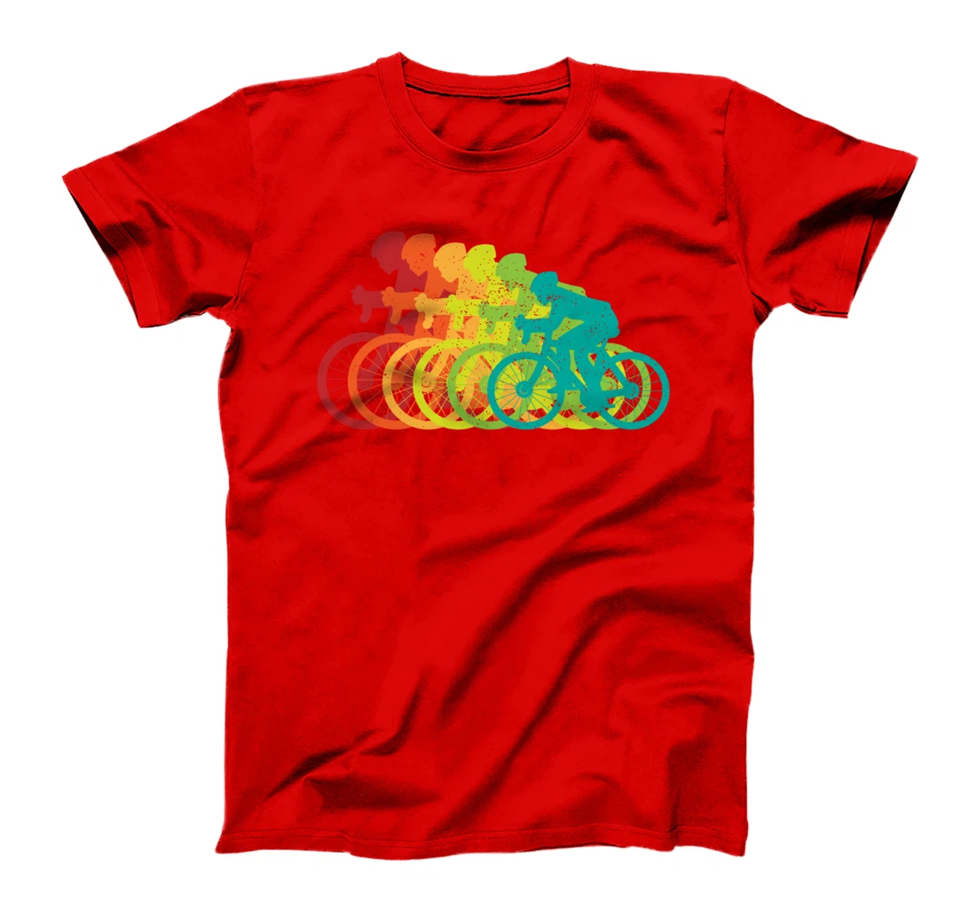 Multi-Color Bicyclist - Retro Style Growing Bikers T-Shirt