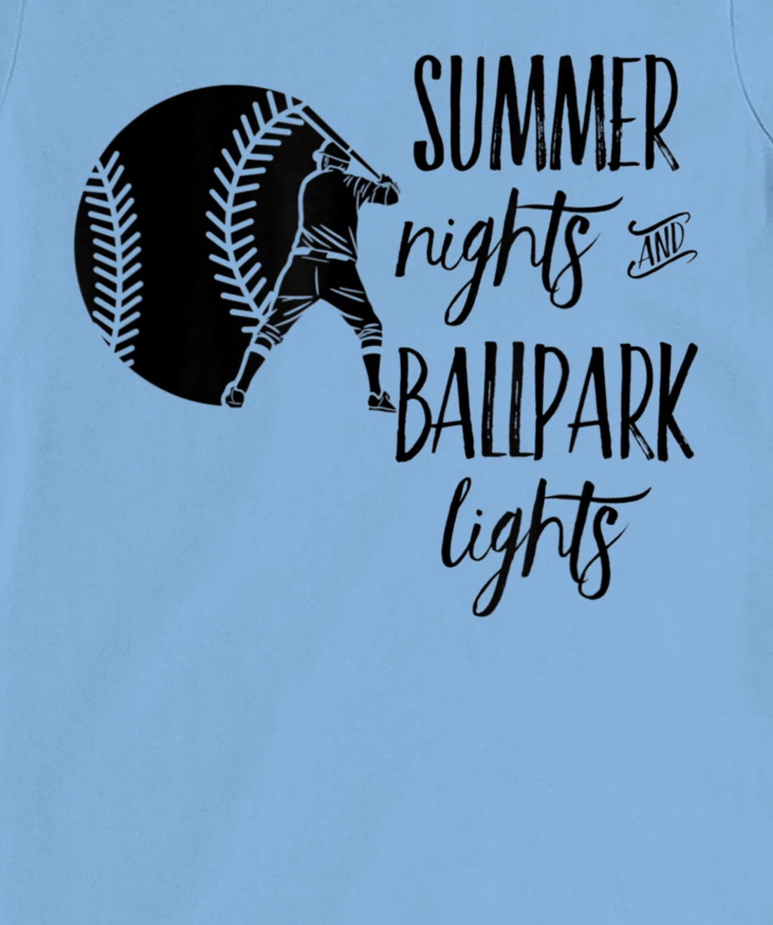 Womens Baseball Summer Nights Ball Park Graphic Novelty TShirt T-Shirt, Women T-Shirt