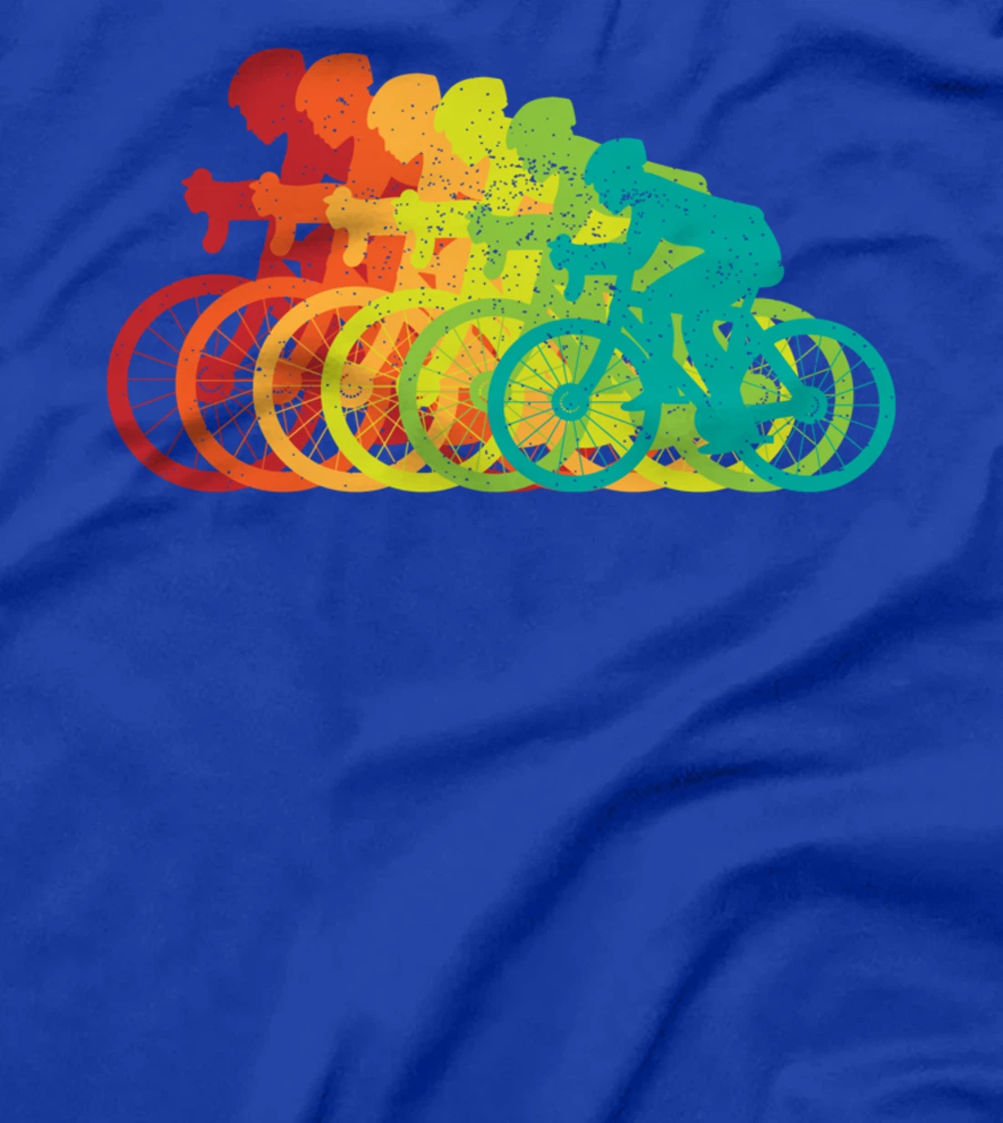 Multi-Color Bicyclist - Retro Style Growing Bikers T-Shirt