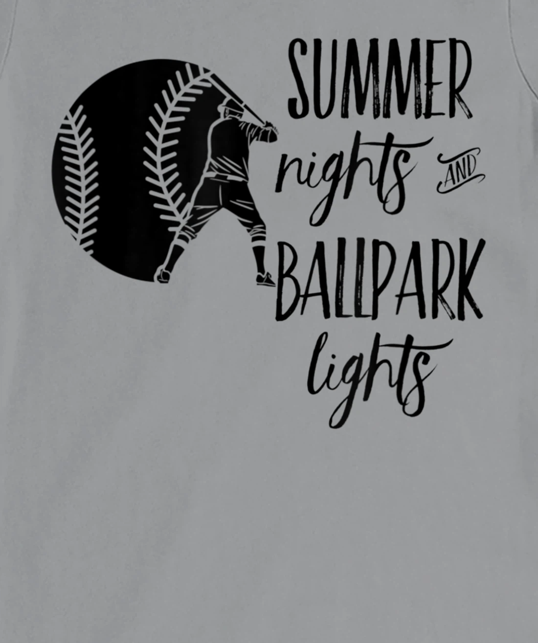 Womens Baseball Summer Nights Ball Park Graphic Novelty TShirt T-Shirt, Women T-Shirt