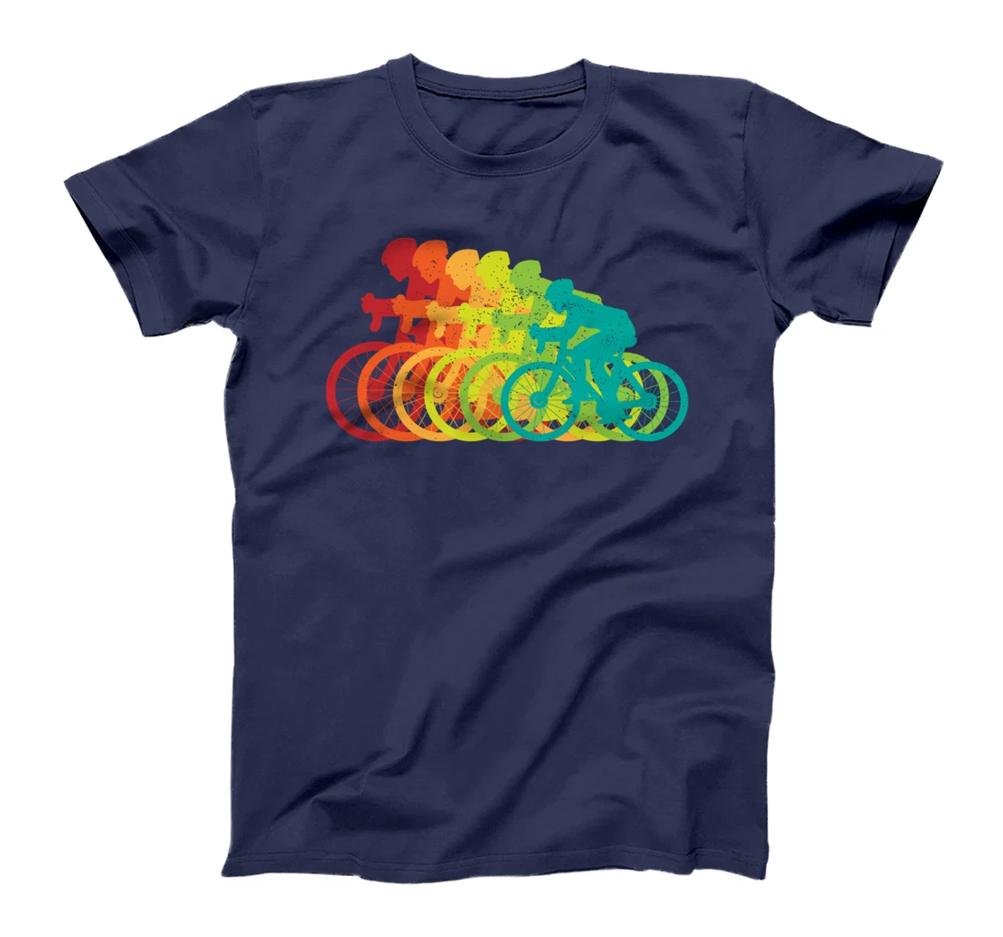 Multi-Color Bicyclist - Retro Style Growing Bikers T-Shirt