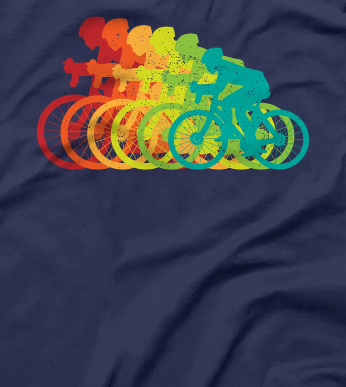 Multi-Color Bicyclist - Retro Style Growing Bikers T-Shirt