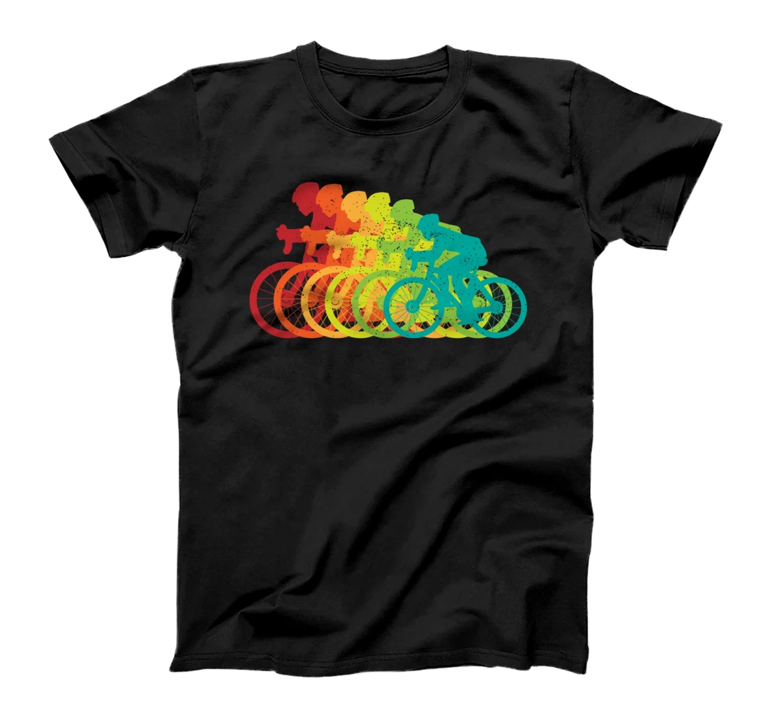 Multi-Color Bicyclist - Retro Style Growing Bikers T-Shirt