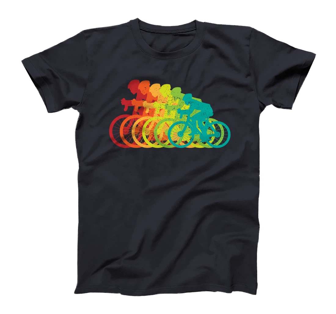 Multi-Color Bicyclist - Retro Style Growing Bikers T-Shirt