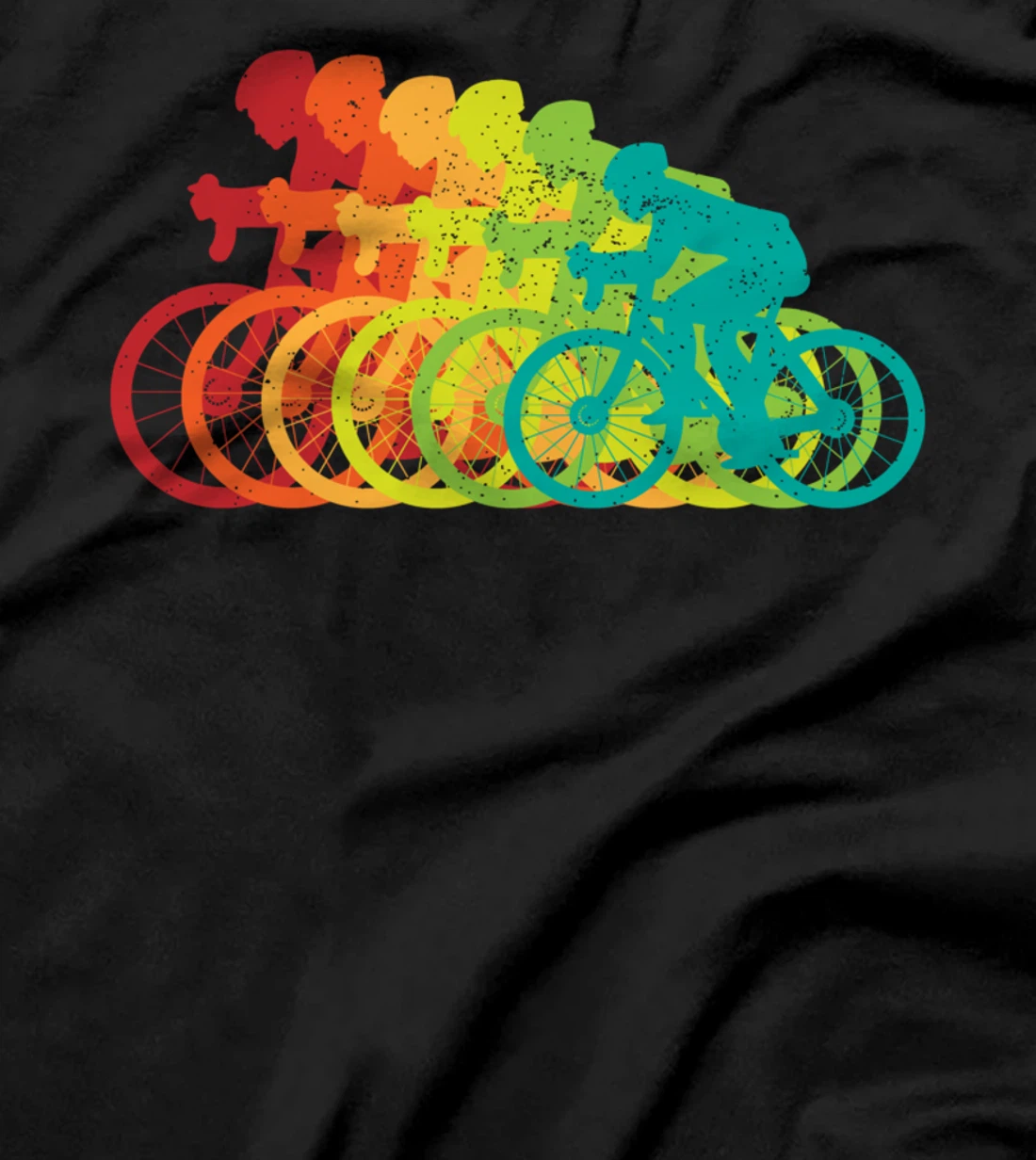 Multi-Color Bicyclist - Retro Style Growing Bikers T-Shirt
