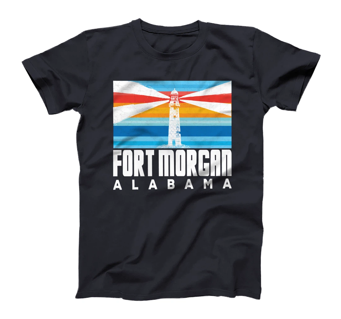Lighthouse Fort Morgan AL Beach Vintage Striped Lighthouse T-Shirt