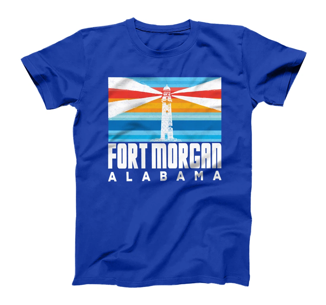 Lighthouse Fort Morgan AL Beach Vintage Striped Lighthouse T-Shirt