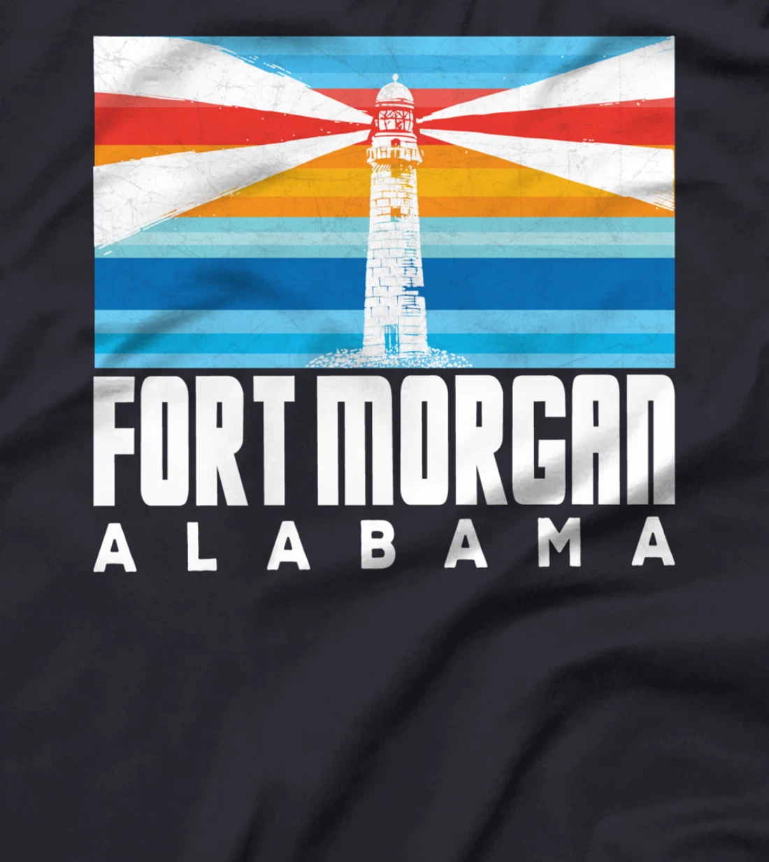 Lighthouse Fort Morgan AL Beach Vintage Striped Lighthouse T-Shirt