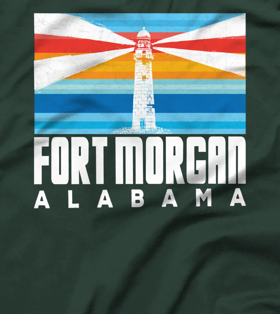 Lighthouse Fort Morgan AL Beach Vintage Striped Lighthouse T-Shirt