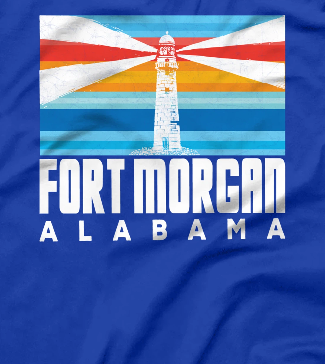 Lighthouse Fort Morgan AL Beach Vintage Striped Lighthouse T-Shirt