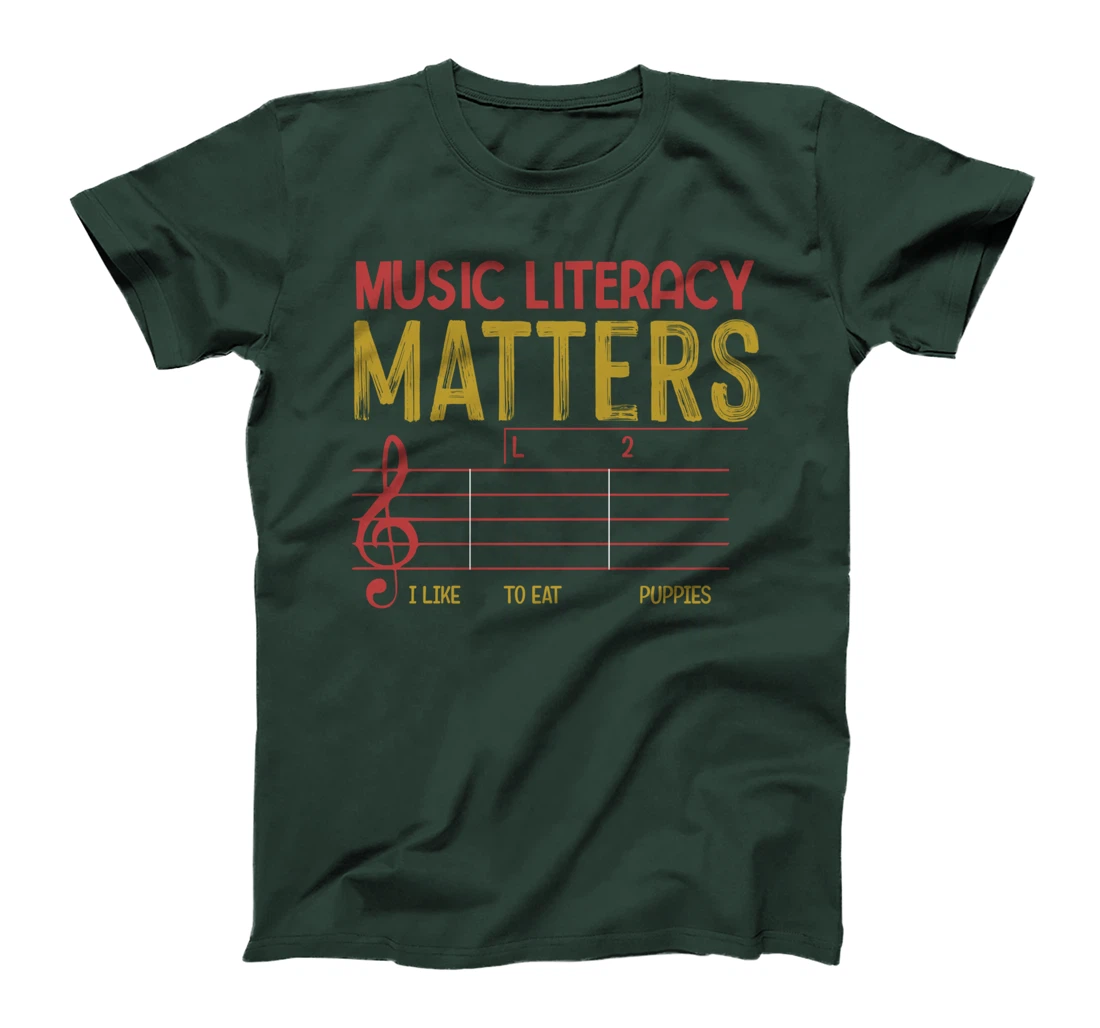 Music Literacy Matters I Like To Eat Puppies Retro Vintage T-Shirt