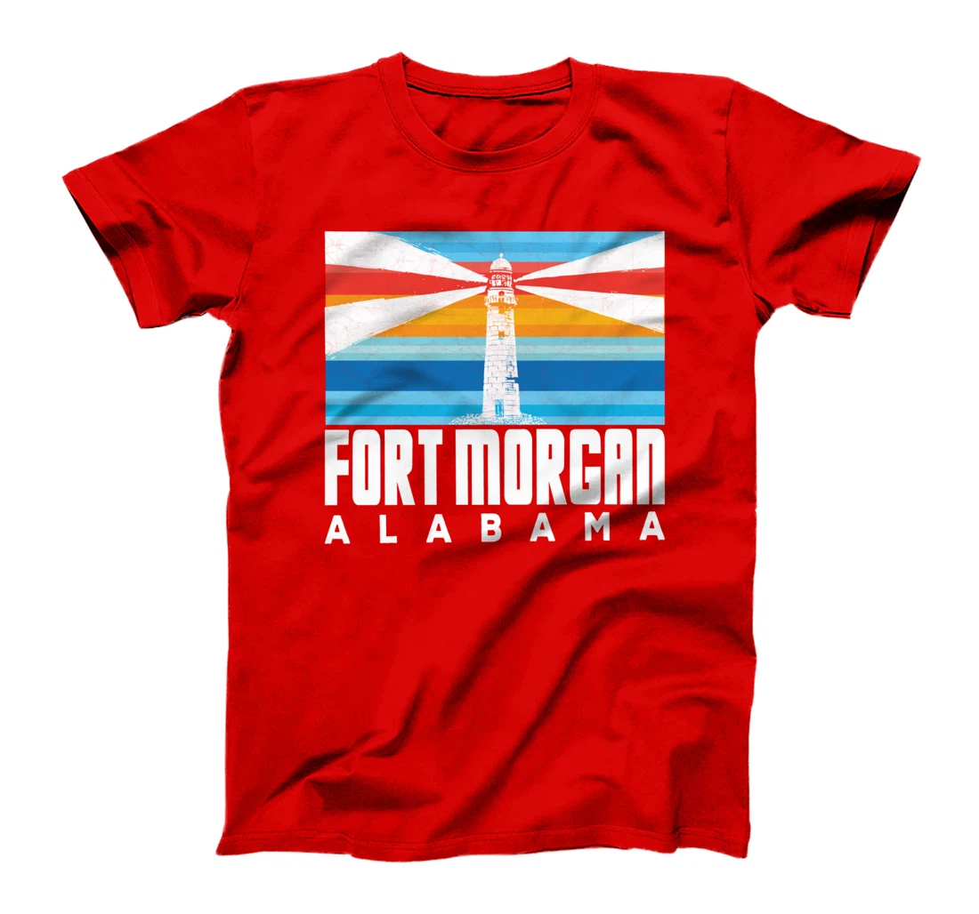 Lighthouse Fort Morgan AL Beach Vintage Striped Lighthouse T-Shirt