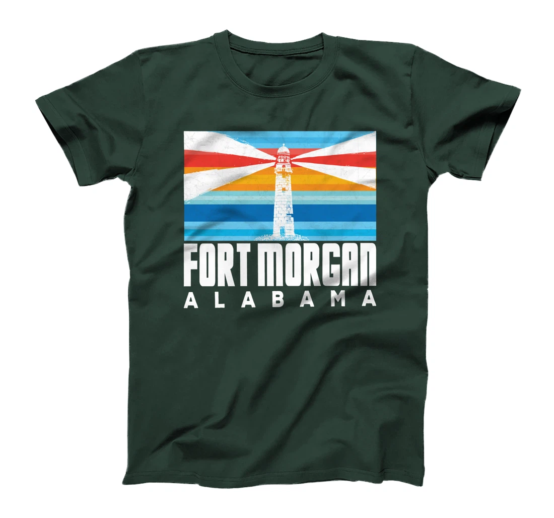 Lighthouse Fort Morgan AL Beach Vintage Striped Lighthouse T-Shirt