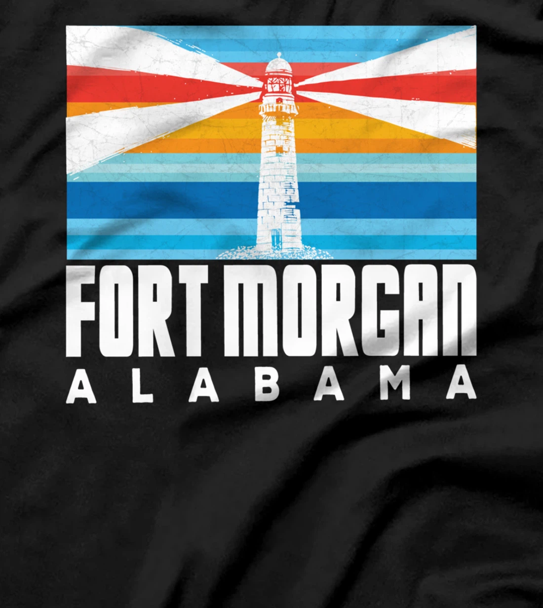 Lighthouse Fort Morgan AL Beach Vintage Striped Lighthouse T-Shirt