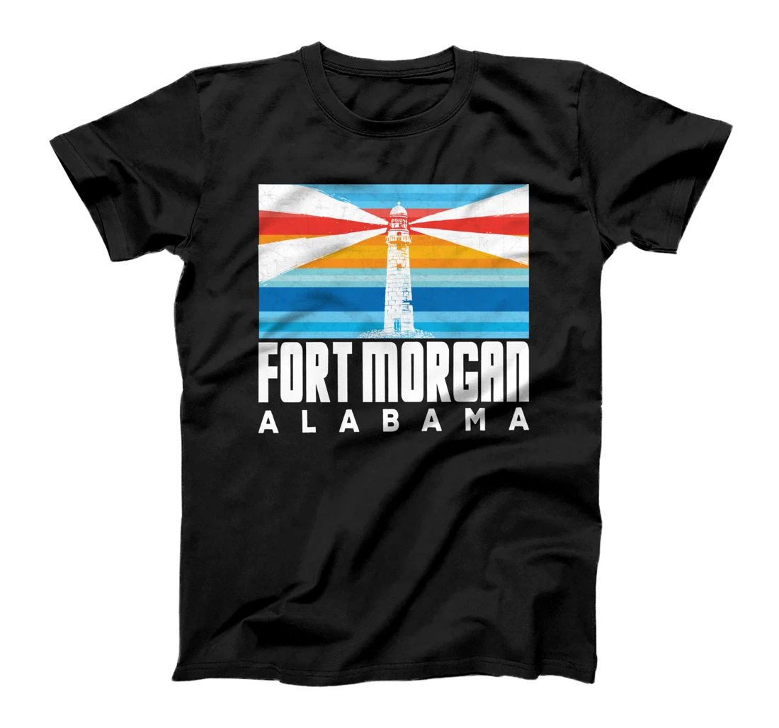 Lighthouse Fort Morgan AL Beach Vintage Striped Lighthouse T-Shirt