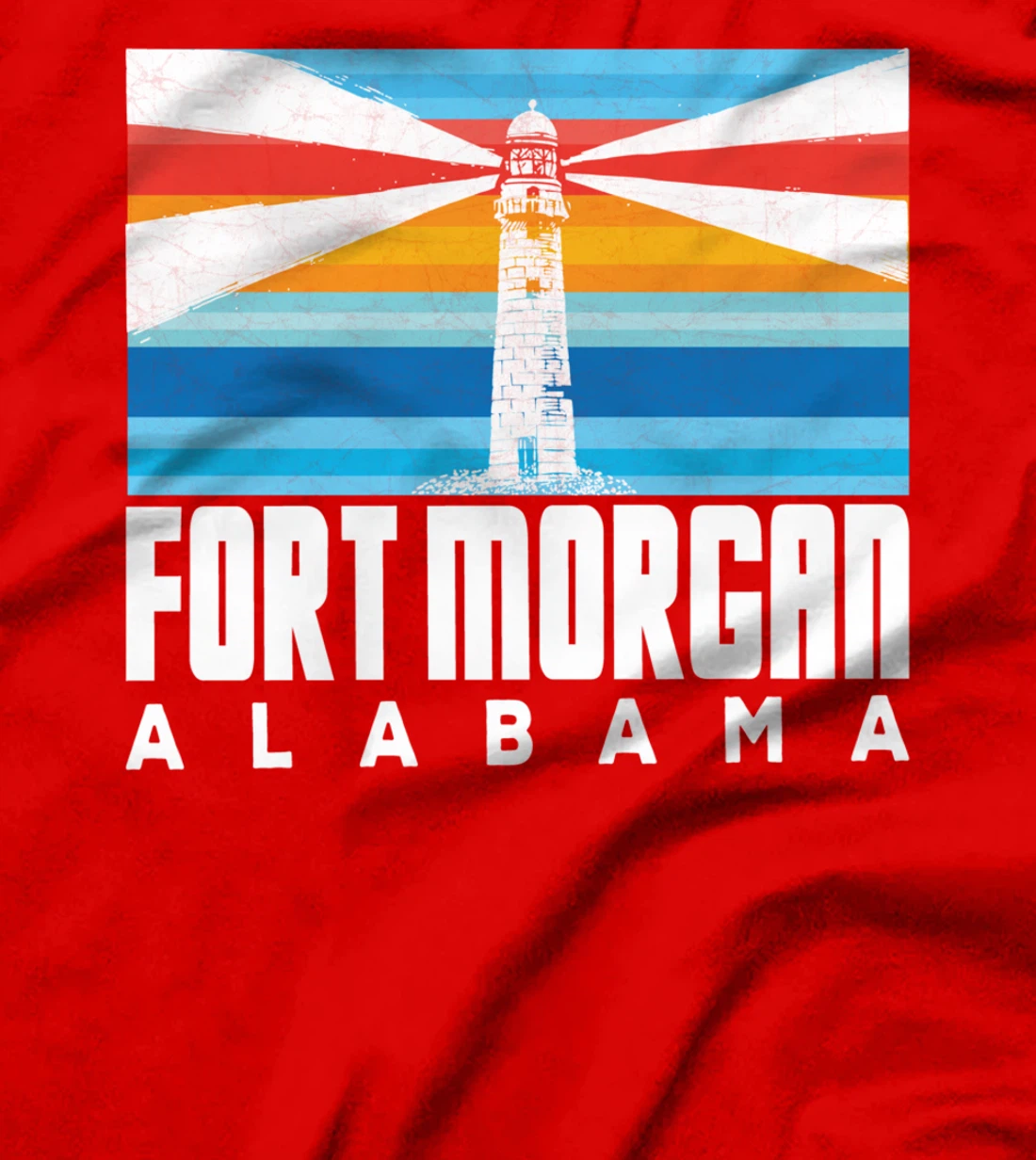 Lighthouse Fort Morgan AL Beach Vintage Striped Lighthouse T-Shirt