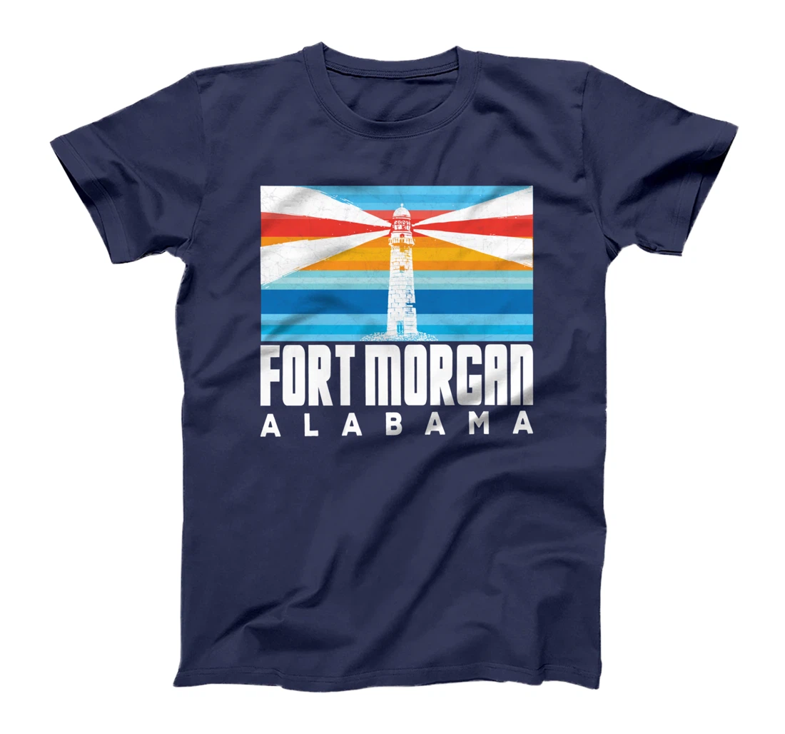 Lighthouse Fort Morgan AL Beach Vintage Striped Lighthouse T-Shirt