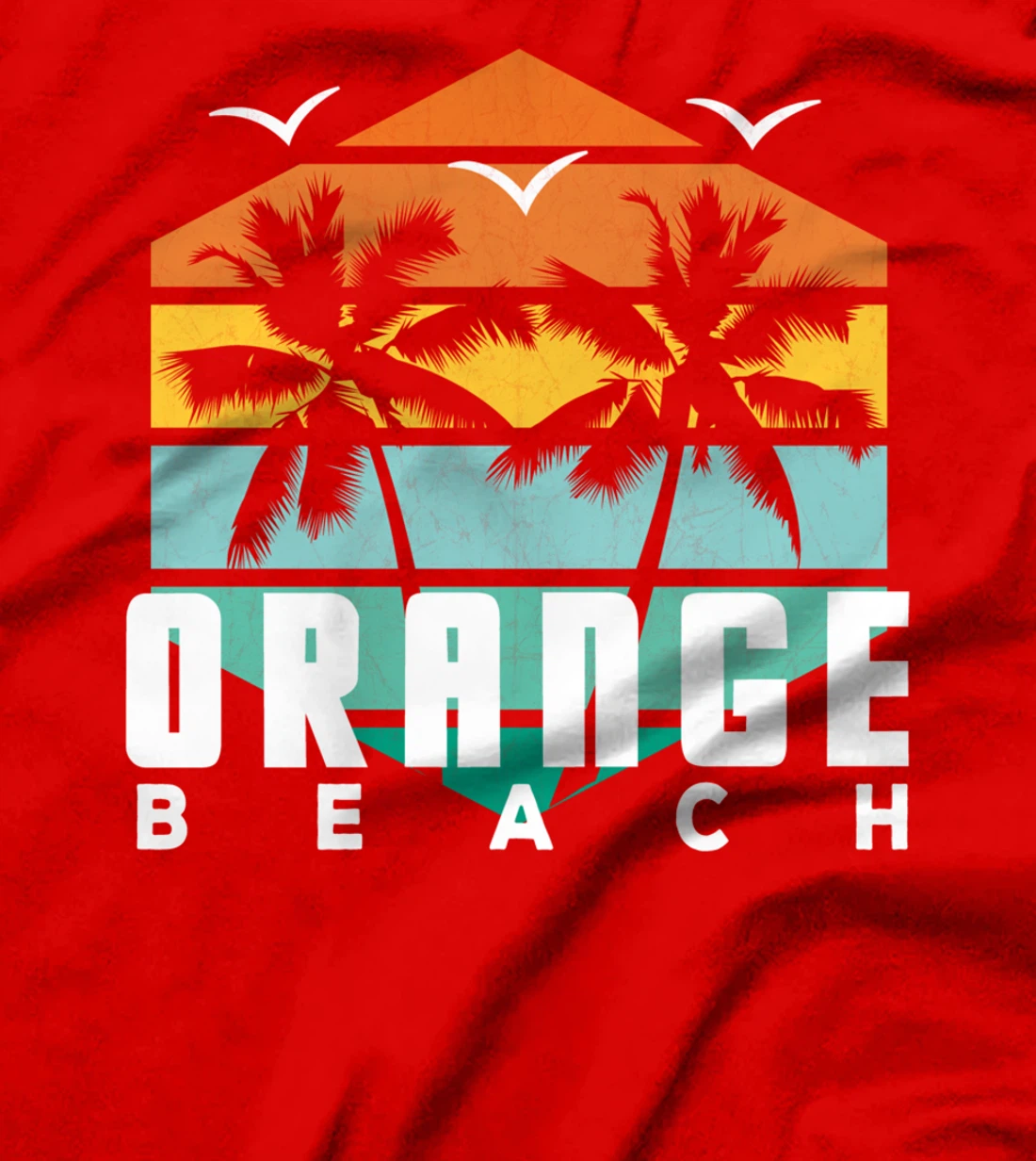 Sea Tropics Orange Beach Vintage Retro Geometric Orange AL T-Shirt