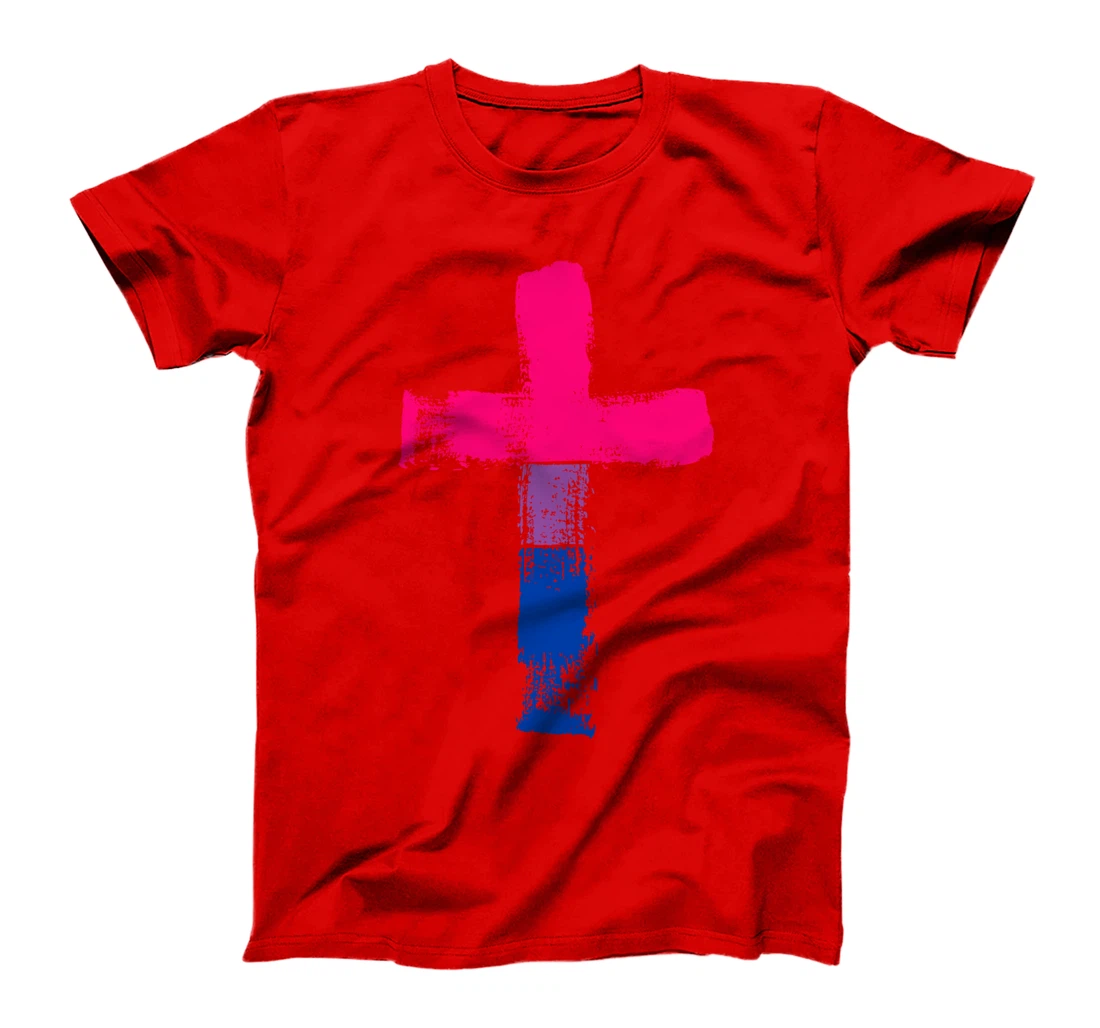 Cross in bisexual colors, LGBTQA+, Christian religious T-Shirt