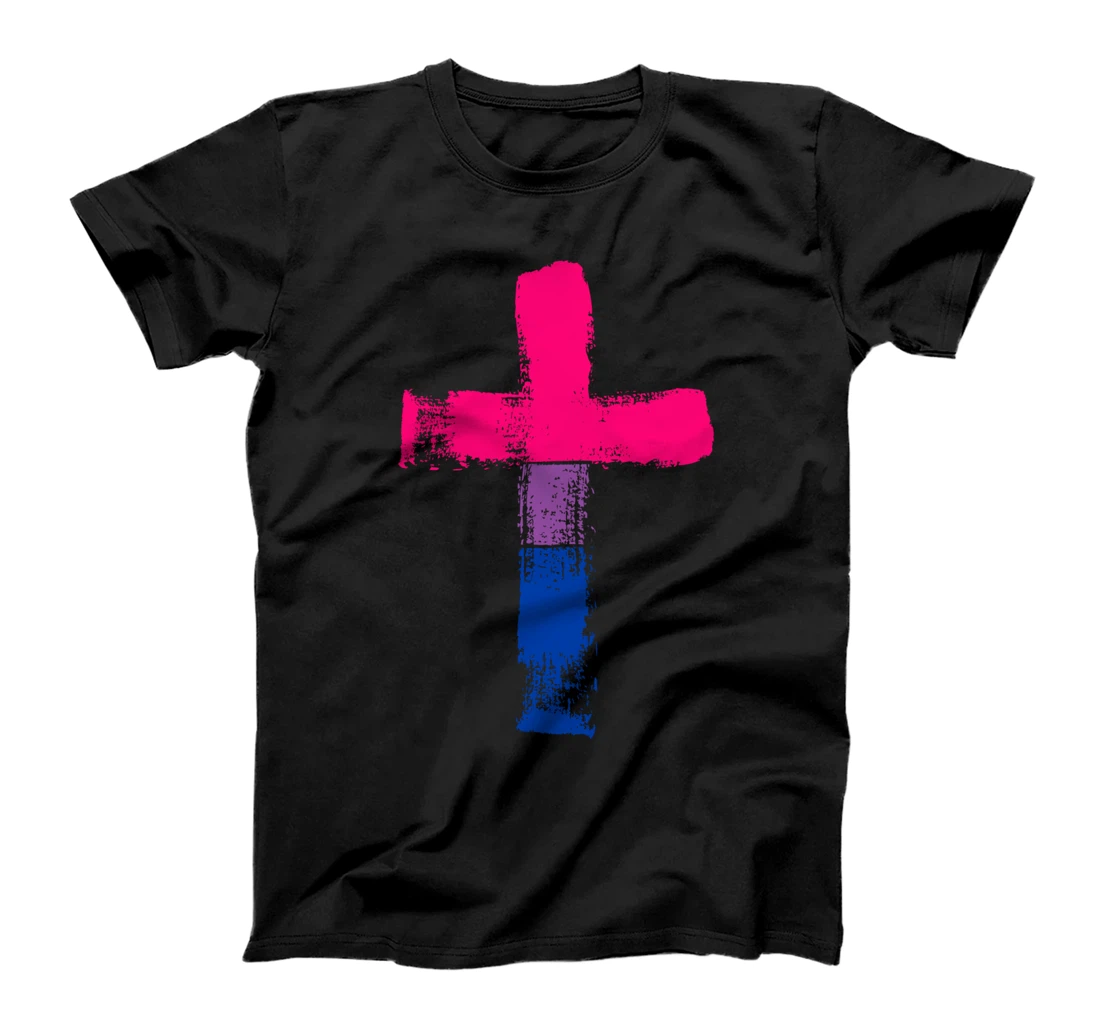 Cross in bisexual colors, LGBTQA+, Christian religious T-Shirt