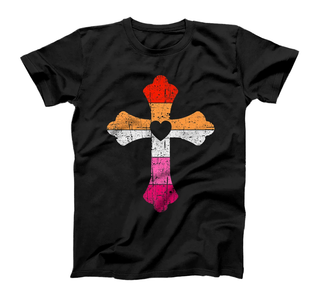 Cross in lesbian colors, LGBTQA+, Christian religious T-Shirt, Kid T-Shirt and Women T-Shirt