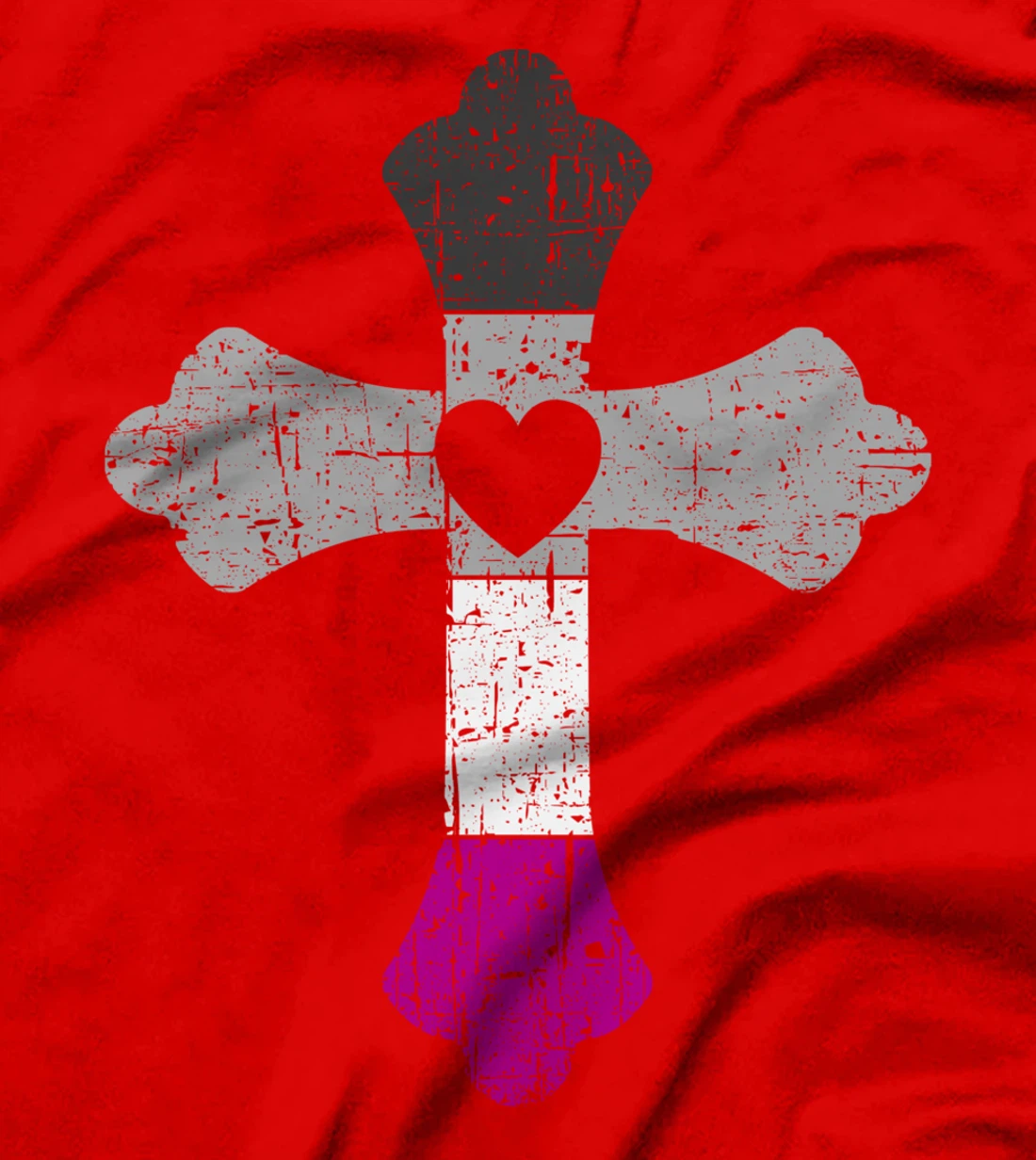 Cross in asexual colors, LGBTQA+, Christian religious T-Shirt