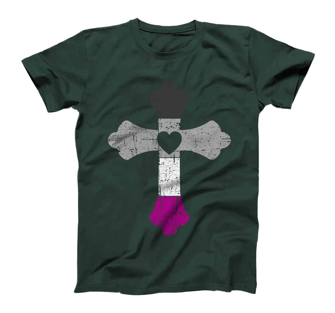 Cross in asexual colors, LGBTQA+, Christian religious T-Shirt